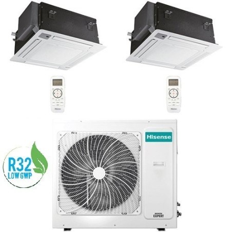 Climatizzatore Condizionatore Hisense A Cassetta Dual 12+18 Con 3AMW72U4RJC WI-FI Optional 12000+18000 Btu R-32 Classe A++/A+ Pannello e Telecomando Incluso