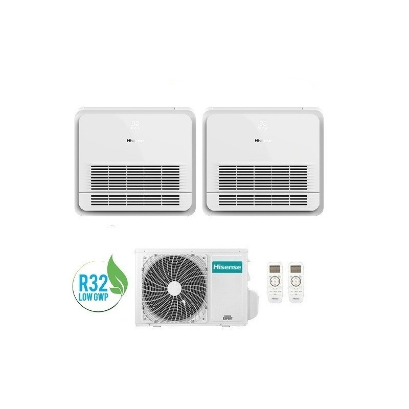 Climatizzatore Condizionatore Hisense Dual 9+9 A Console Akt Da 9000+9000 Btu Con 2amw50u4rxa In R32 A++ E Comando Remoto New