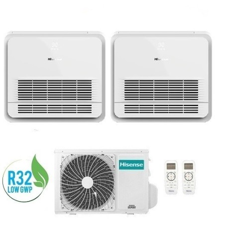 Climatizzatore Condizionatore Hisense Dual 9+9 A Console Akt Da 9000+9000 Btu Con 2amw50u4rxa In R32 A++ E Comando Remoto New