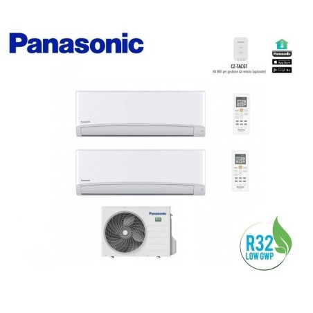 Climatizzatore Condizionatore Panasonic Dual 7+9 Inverter+ Serie Tz Da 7000+9000 Btu Con Cu-2tz41tbe Gas R-32 In Classe A++