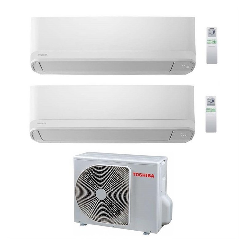 Climatizzatore Condizionatore Dual 7+13 Toshiba Mod Seiya Da 7000+13000 Btu Con Ras-2m14u2avg Gas R32 In A++ Wi Fi Ready