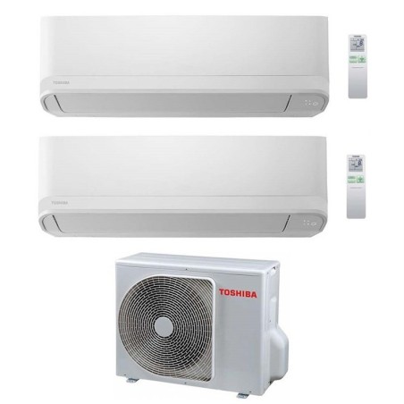 Climatizzatore Condizionatore Dual 7+13 Toshiba Mod Seiya Da 7000+13000 Btu Con Ras-2m14u2avg Gas R32 In A++ Wi Fi Ready