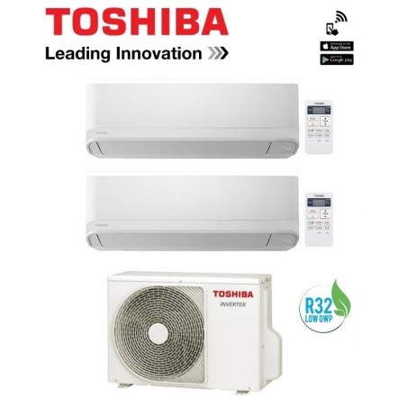 Climatizzatore Condizionatore Dual 7+13 Toshiba Mod Seiya Da 7000+13000 Btu Con Ras-2m14u2avg Gas R32 In A++ Wi Fi Ready