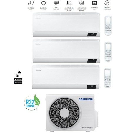 Climatizzatore Condizionatore Samsung Trial Split Inverter serie Windfree Avant 9000+12000+12000 Con AJ068TXJ3KG R-32 Wi-Fi 9+12+12 A++/A+