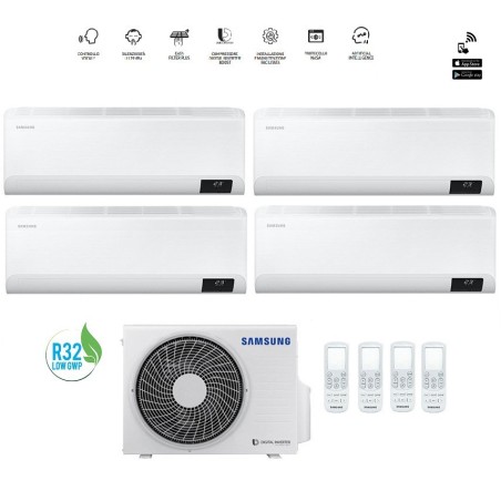 Climatizzatore Condizionatore Samsung Quadri split inverter serie Cebu  7000+7000+7000+12000 Btu con AJ080TXJ4KG/EU R-32 WI-FI 7+7+7+12 A++/A+