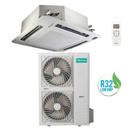 Climatizzatore Condizionatore Hisense Inverter A Cassetta AUC140UR4RKC8 Da 48000 Btu Con Gas R32 Con Pannello e Telecomando Incluso