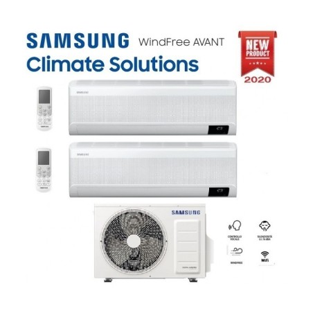 Climatizzatore Condizionatore Samsung Dual Split Inverter serie Windfree Avant 9000+18000 btu con AJ050TXJ2KG Wi-fi 9+18 R-32 A+++/A++