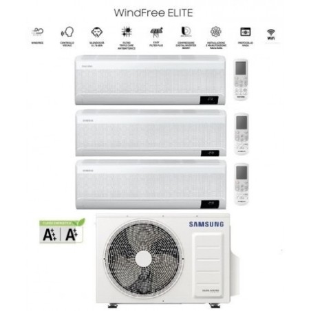 Climatizzatore Condizionatore Samsung Trial Split Inverter serie Windfree Elite 7000+12000+12000 con AJ068TXJ3KG  R-32 Wi-Fi 7+12+12 A++/A+