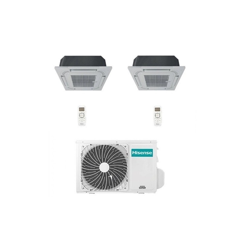 Climatizzatore Condizionatore Hisense Dual Split a Cassetta 12+12 con 2AMW50U4RXA R-32 12000+12000 con Telecomando e Pannello In