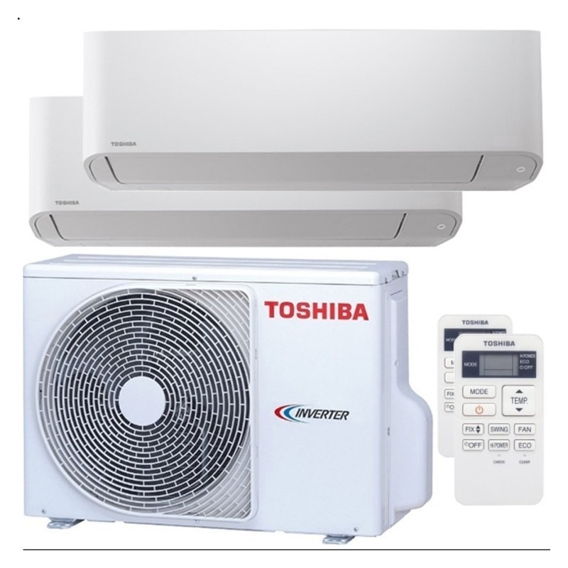 Climatizzatore Condizionatore Toshiba Dual Split Inverter serie SEIYA 7+13 con RAS-2M18U2AVG-E R-32 Wi-Fi Optional 7000+13000