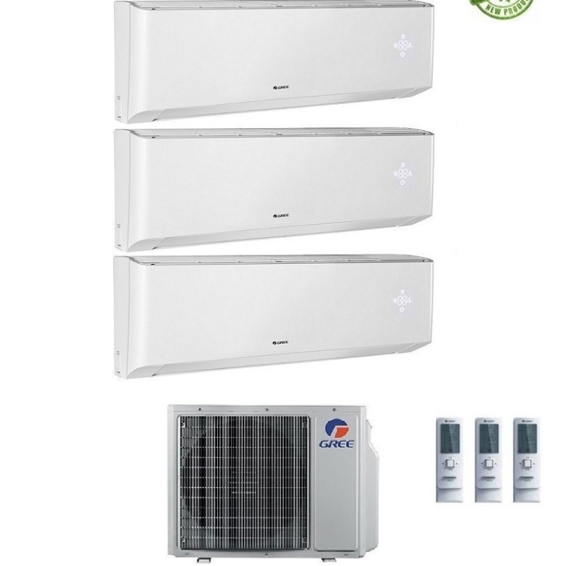 CLIMATIZZATORE CONDIZIONATORE GREE TRIAL SPLIT INVERTER serie AMBER 9+12+12 con GWHD24NK6LO R-32 Wi-Fi 9000+12000+12000