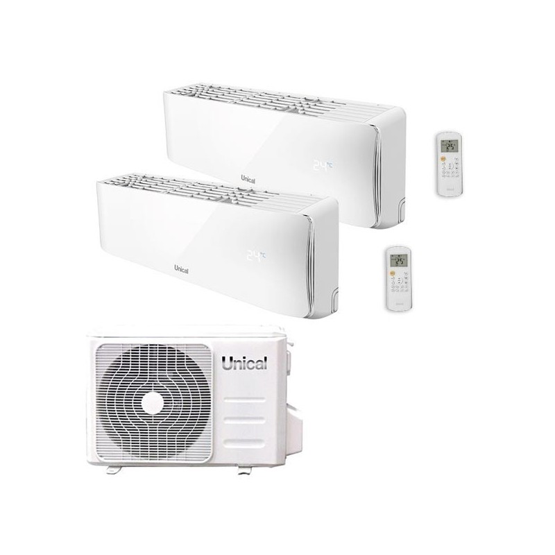 Climatizzatore Condizionatore Unical Dual Split Inverter serie AIR CRISTAL 10+10 con KMX2 18HE R-32 Wi-Fi Optional 10000+10000