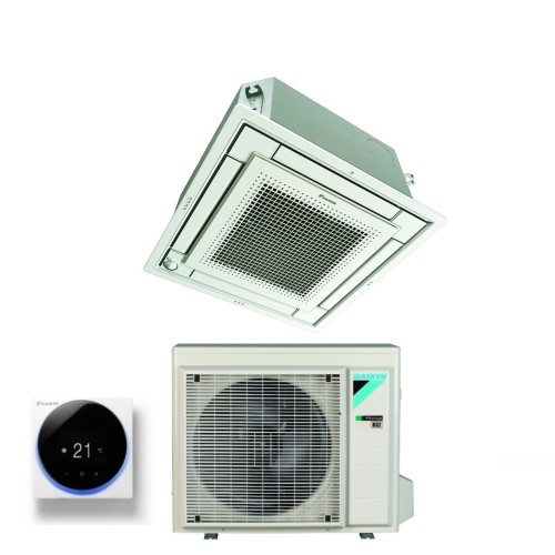 Climatizzatore Condizionatore Daikin a Cassetta Fully Flat 21000 BTU FFA60A9 R-32 Wi-Fi Optional con Comando a Filo e Griglia Bi