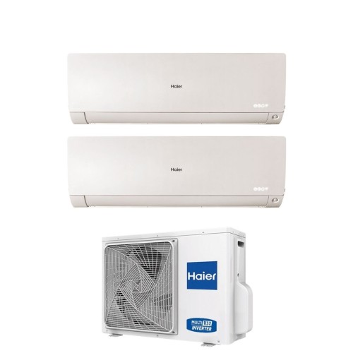 Climatizzatore Condizionatore Haier Dual Split Inverter serie FLEXIS PLUS WHITE 7+7 con 2U40S2SM1FA R-32 Wi-Fi Integrato Colore 