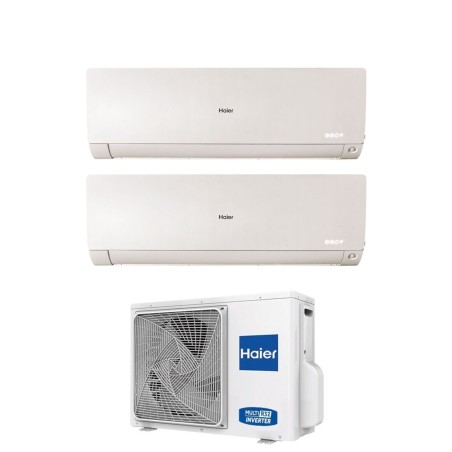 Climatizzatore Condizionatore Haier Dual Split Inverter serie FLEXIS PLUS WHITE 7+7 con 2U40S2SM1FA R-32 Wi-Fi Integrato Colore 