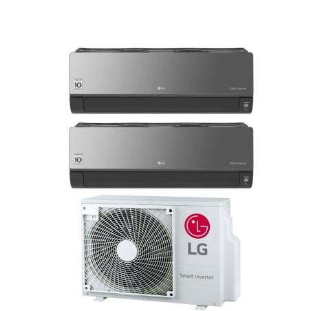 Climatizzatore Condizionatore LG DUAL SPLIT Inverter serie Artcool Mirror Specchio 9+12 con MU2R17 UL0 R-32 9000+12000 Wi-Fi Int