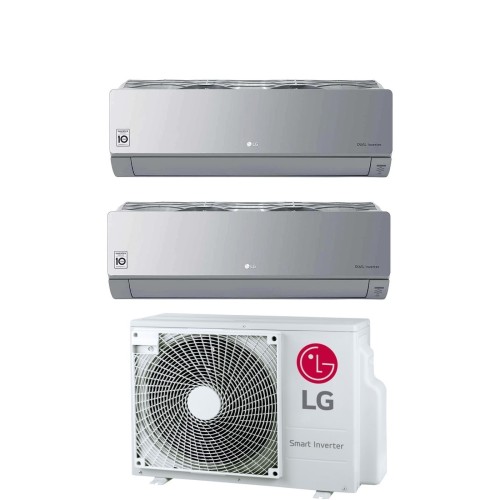 Climatizzatore Condizionatore LG DUAL SPLIT Inverter serie Artcool Mirror Silver (Grigio) 12+12 con MU2R17 UL0 R-32 12000+12000 