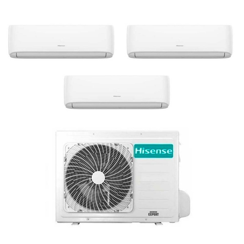 Climatizzatore Condizionatore Hisense Trial Split Inverter serie HI-COMFORT 9+9+18 con 4AMW81U4RFA R-32 Wi-Fi Integrato 9000+900