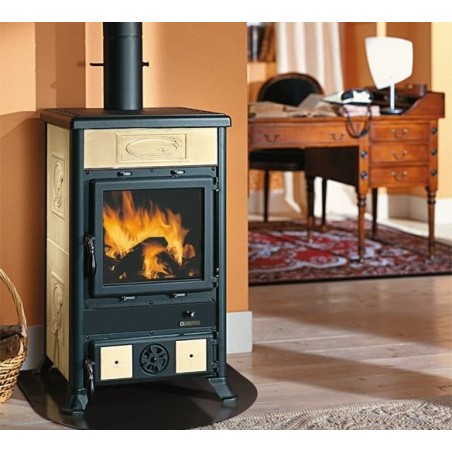 Stufa A Legna In Ghisa Modello ROSSELLA R1 8,8 KW La Nordica Extraflame Pergamena