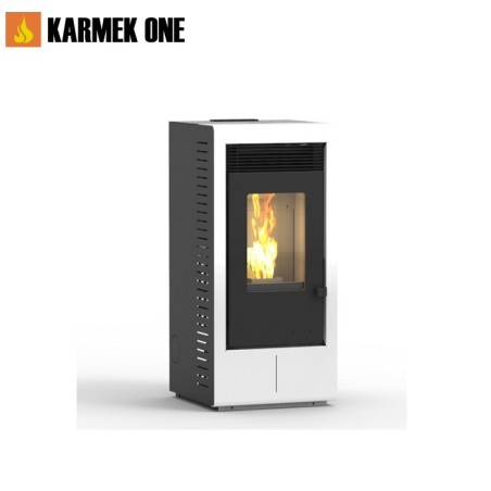 Stufa A Pellet Karmek One Modello Vigo S Da 10.51 Kw In Acciaio Ad Aria Ventilata Colore Bianco