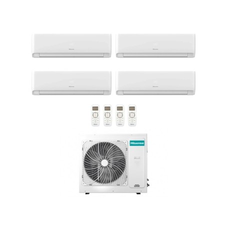 Climatizzatore Condizionatore HISENSE Quadri Split serie ECOSENSE Inverter da 12000+12000+12000+12000 btu con 4AMW105U4RAA R-32 Wi-Fi Integrato 12+12+12+12 A++/A+