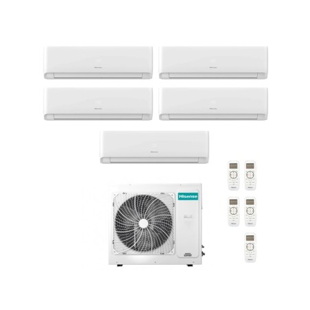 Climatizzatore Condizionatore HISENSE Penta Split serie ECOSENSE Inverter da 9000+9000+12000+12000+12000 btu con 5AMW125U4RTA R-32 Wi-Fi Integrato 9+9+12+12+12 A++/A+