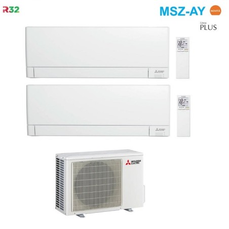 Climatizzatore Condizionatore MITSUBISHI ELECTRIC Linea Plus Dual Split Serie MSZ-AY Inverter Da 9000+12000 Btu Con MXZ-2F42VF  WI-FI INTEGRATO R-32 9+12 A+++/A++