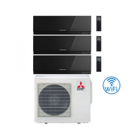 Climatizzatore Condizionatore MITSUBISHI ELECTRIC Trial Split 7+12+12 serie KIRIGAMINE ZEN BLACK MSZ-EF Inverter con MXZ-3F54VF WI-FI INTEGRATO R-32 7000+12000+12000 A+++/A++