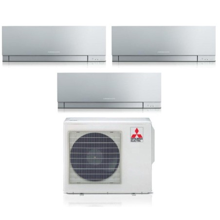 Climatizzatore Condizionatore MITSUBISHI ELECTRIC Trial Split 7+7+12 serie KIRIGAMINE ZEN SILVER MSZ-EF Inverter con MXZ-3F54VF WI-FI INTEGRATO R-32 7000+7000+12000 A+++/A++