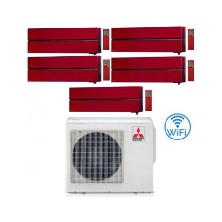 Climatizzatore Condizionatore MITSUBISHI ELECTRIC Penta Split 9+9+9+9+9 Serie KIRIGAMINE STYLE RUBY RED Inverter Con MXZ-5F102VF WI-FI INTEGRATO R-32 9000+9000+9000+9000+9000 A++/A++