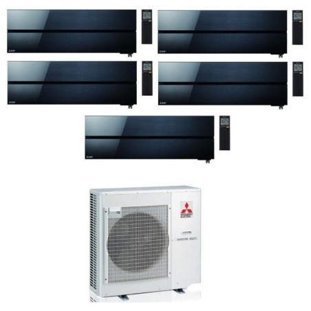 Climatizzatore Condizionatore MITSUBISHI ELECTRIC Penta Split 9+9+9+9+9 Serie KIRIGAMINE STYLE ONYX BLACK Inverter Con MXZ-5F102VF WI-FI INTEGRATO R-32 9000+9000+9000+9000+9000 A++/A++