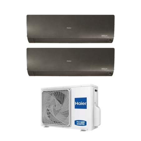 Climatizzatore Condizionatore HAIER Dual Split 7+12 Serie FLEXIS PLUS BLACK Inverter Con 2U50S2SM1FA R-32 WI-FI INTEGRATO 7000+12000 A++/A+