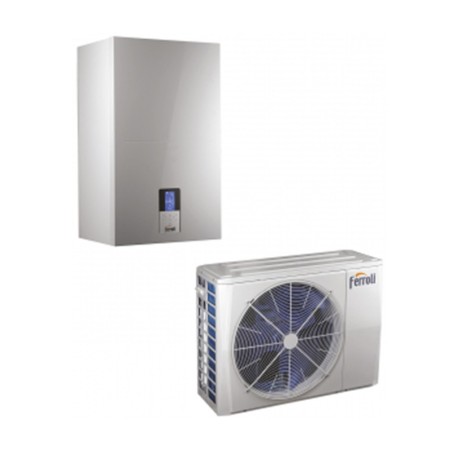 Pompa Di Calore IBRIDA Aria/Acqua FERROLI serie OMNIA S HYBRID C 10 KW per installazione splittata con produzione sanitaria istantanea COMANDO INCLUSO A BORDO MACCHINA