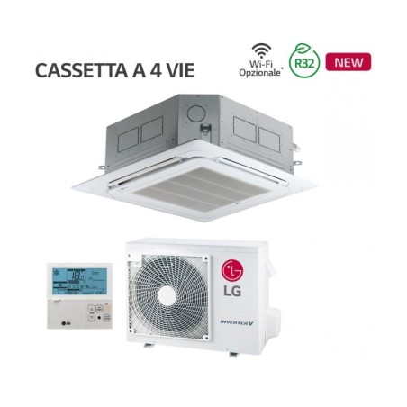 Climatizzatore Condizionatore LG Mono split 12000 btu CASSETTA a 4 VIE Inverter con CT12F R-32 WI-FI OPTIONAL con Pannello Incluso